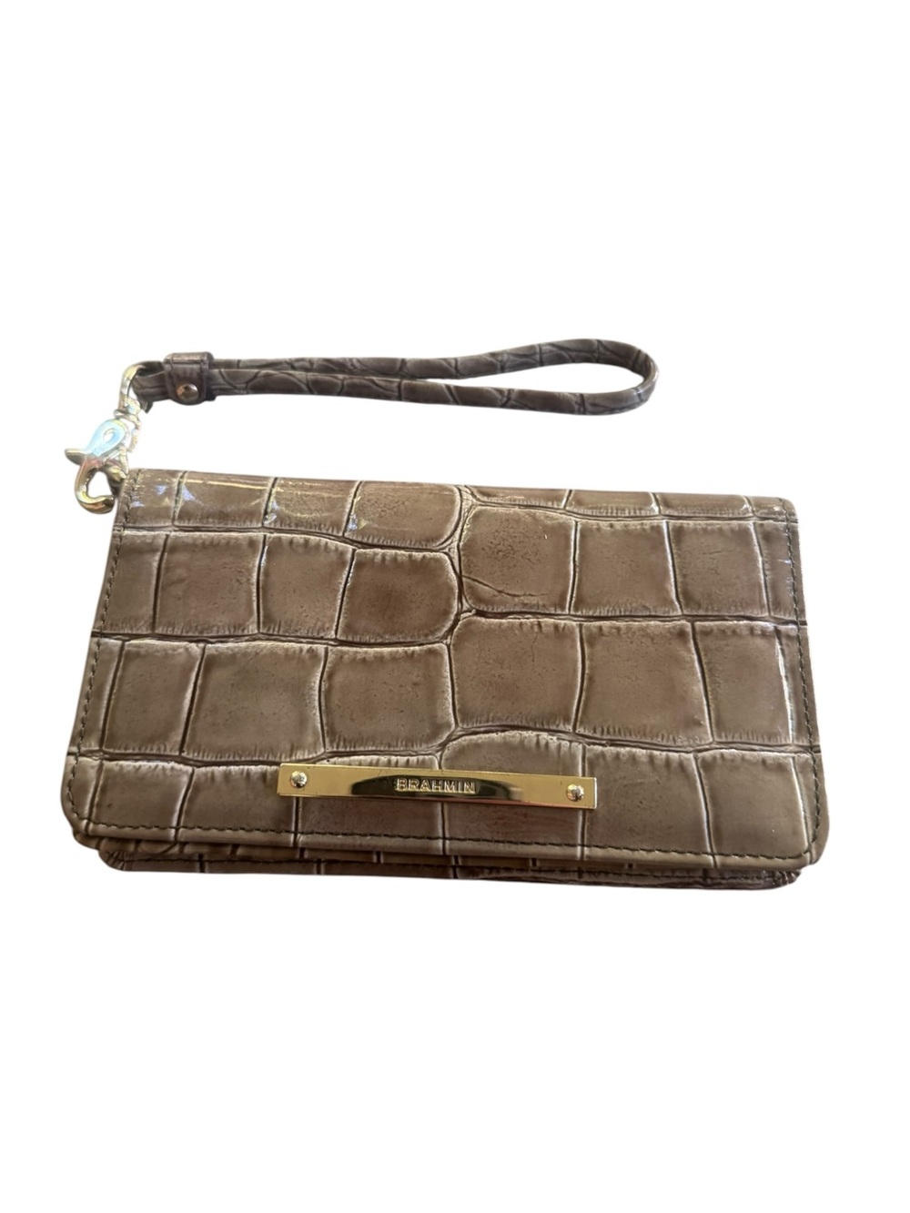 Brahmin Debra Melbourne Wristlet in Taupe/Mushroom NWOT